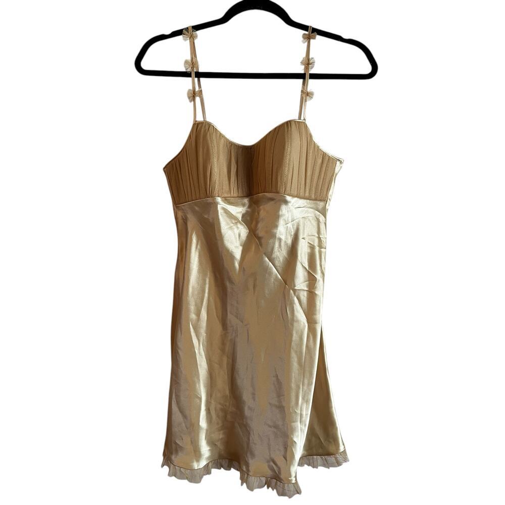 Vintage Ivy & Annabelle Yellow Slip Dress Lingerie Bows Sabrina Carpenter Style